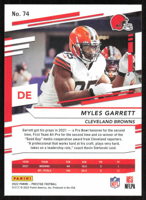 Myles Garrett 2022 Panini Prestige # 74 Cleveland Browns - Collectible Craze America