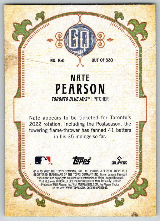 Nate Pearson 2022 Topps Gypsy Queen # 168 Toronto Blue Jays - Collectible Craze America