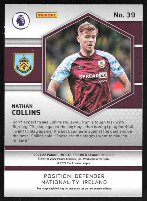 Nathan Collins 2021 Panini Mosaic Premier League # 39 RC Burnley Base - Collectible Craze America