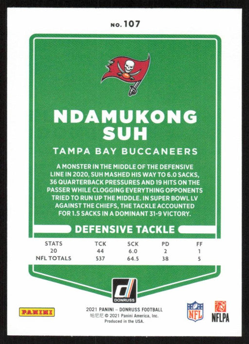 Ndamukong Suh 2021 Donruss Football # 107 Tampa Bay Buccaneers Base - Collectible Craze America