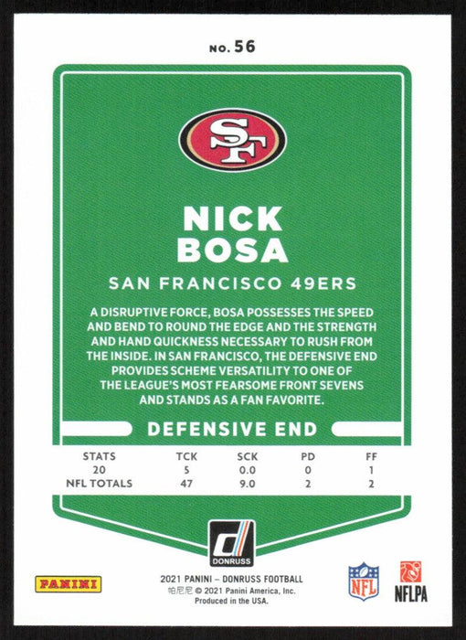 Nick Bosa 2021 Donruss Football # 56 San Francisco 49ers Base - Collectible Craze America