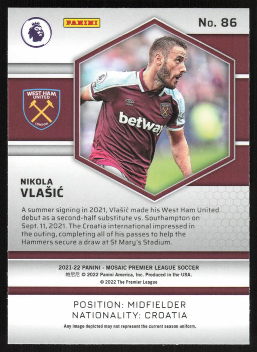 Nikola Vlasic 2021 Panini Mosaic Premier League # 86 West Ham United Base - Collectible Craze America