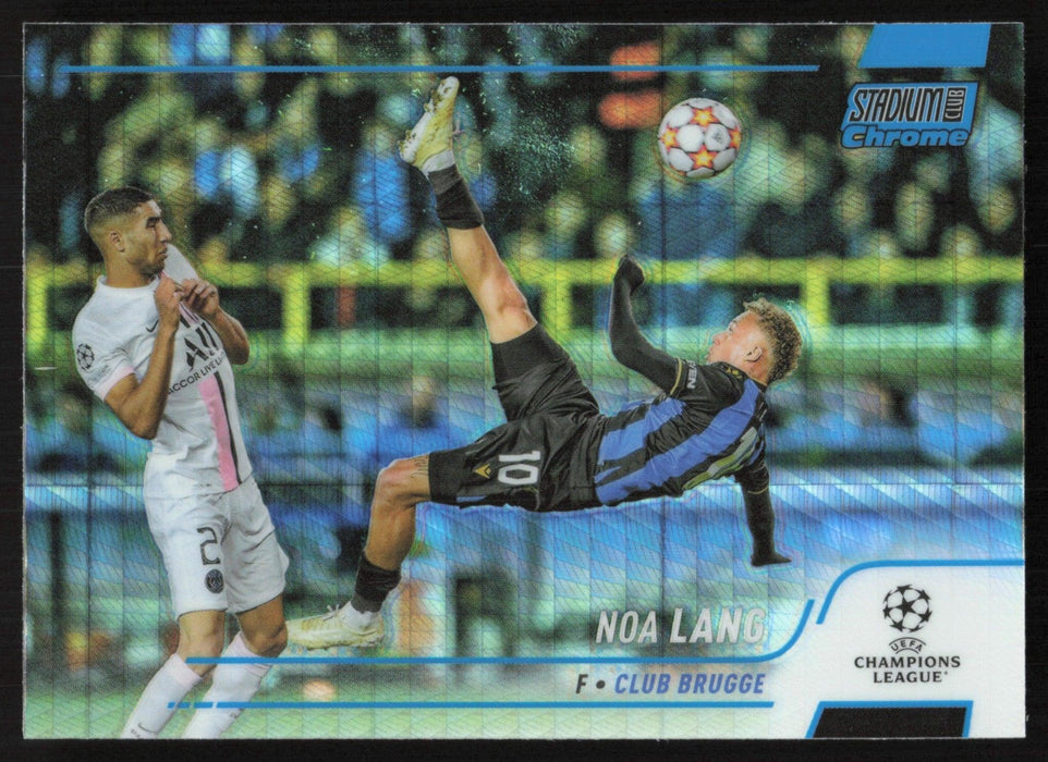 Noa Lang 2021 Topps Stadium Club Chrome UEFA # 65 Blue Prism Refractor Club Brugge - Collectible Craze America