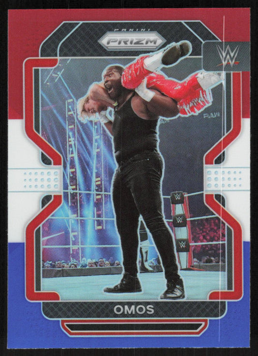 Omos 2022 Panini Prizm WWE # 170 Red White Blue Prizm Raw - Collectible Craze America