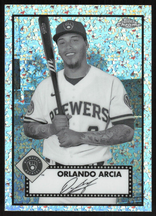 Orlando Arcia 2021 Topps Chrome Platinum Anniversary # 283 Black & White Mini Diamonds Milwaukee Brewers - Collectible Craze America