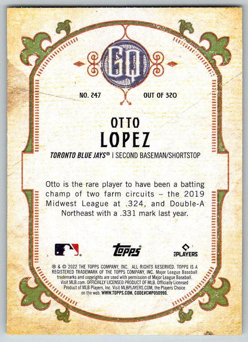 Otto Lopez 2022 Topps Gypsy Queen # 247 RC Toronto Blue Jays - Collectible Craze America