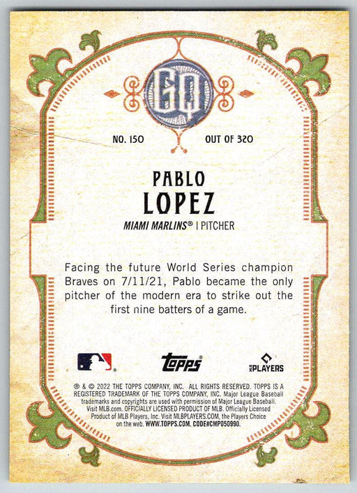 Pablo Lopez 2022 Topps Gypsy Queen # 150 Miami Marlins - Collectible Craze America