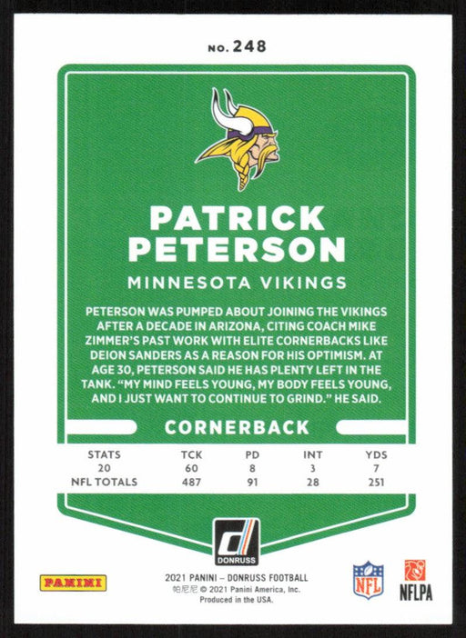 Patrick Peterson 2021 Donruss Football # 248 Minnesota Vikings Base - Collectible Craze America