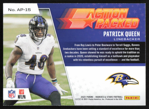 Patrick Queen 2021 Panini Rookie & Stars # AP-15 Action Packed Baltimore Ravens - Collectible Craze America