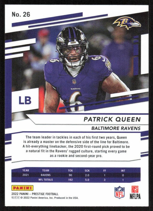 Patrick Queen 2022 Panini Prestige # 26 Baltimore Ravens - Collectible Craze America