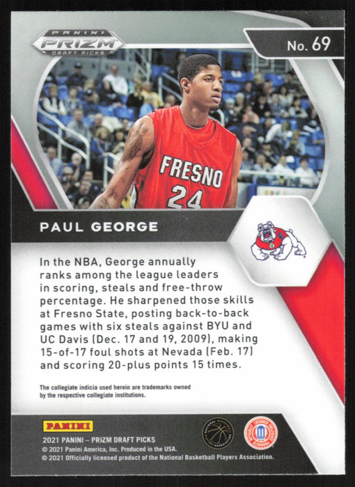 Paul George 2021 Panini Prizm Draft Picks # 69 Fresno State Bulldogs - Collectible Craze America