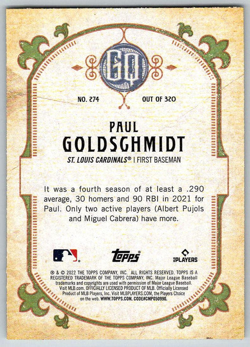 Paul Goldschmidt 2022 Topps Gypsy Queen # 274 St. Louis Cardinals - Collectible Craze America