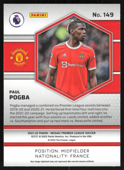 Paul Pogba 2021 Panini Mosaic Premier League # 149 Manchester United Base - Collectible Craze America