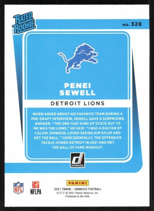 Penei Sewell 2021 Donruss Football # 328 RC Detroit Lions Rated Rookie Base - Collectible Craze America