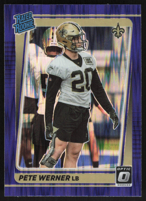 Pete Werner 2021 Donruss Optic Rated Rookie # 276 RC Purple Shock New Orleans Saints - Collectible Craze America