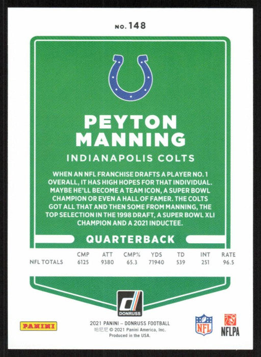 Peyton Manning 2021 Donruss Football # 148 Indianapolis Colts Base - Collectible Craze America