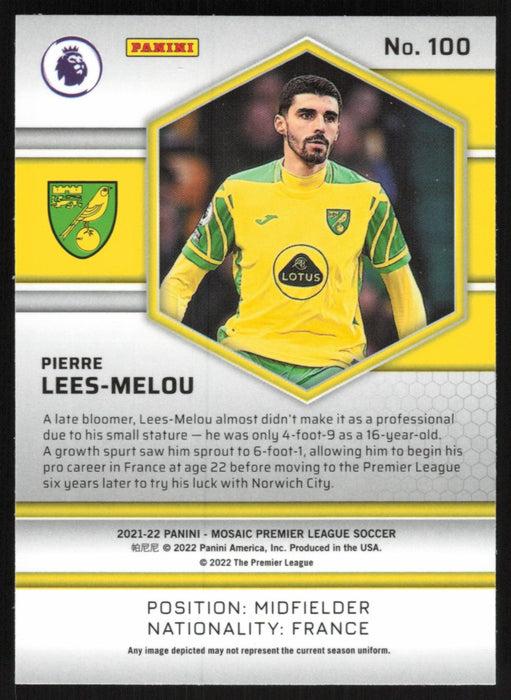 Pierre Lees-Melou 2021 Panini Mosaic Premier League # 100 RC Norwich City Base - Collectible Craze America