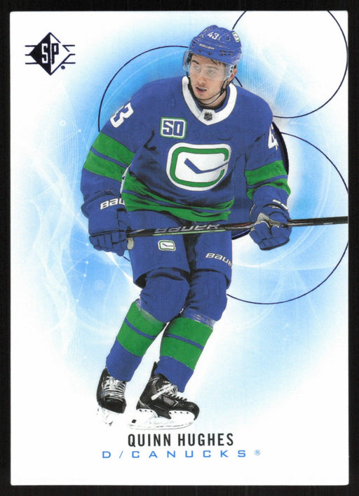 Quinn Hughes 2020 SP Hockey # 55 Vancouver Canucks Blue Parallel - Collectible Craze America