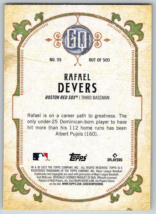 Rafael Devers 2022 Topps Gypsy Queen # 93 Boston Red Sox - Collectible Craze America