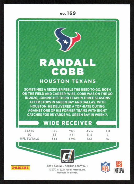 Randall Cobb 2021 Donruss Football # 169 Houston Texans Base - Collectible Craze America