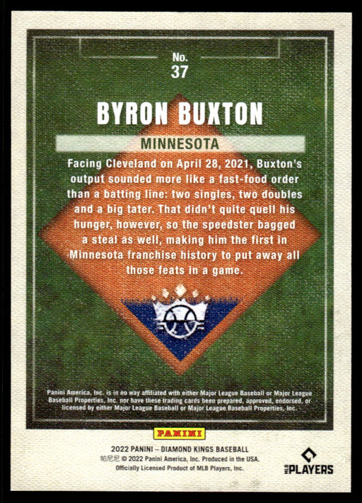 Byron Buxton 2022 Panini Diamond Kings Red Frame Back of Card