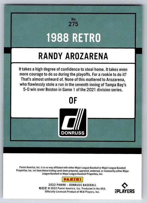 Randy Arozarena 2022 Donruss Baseball # 275 Tampa Bay Rays - Collectible Craze America