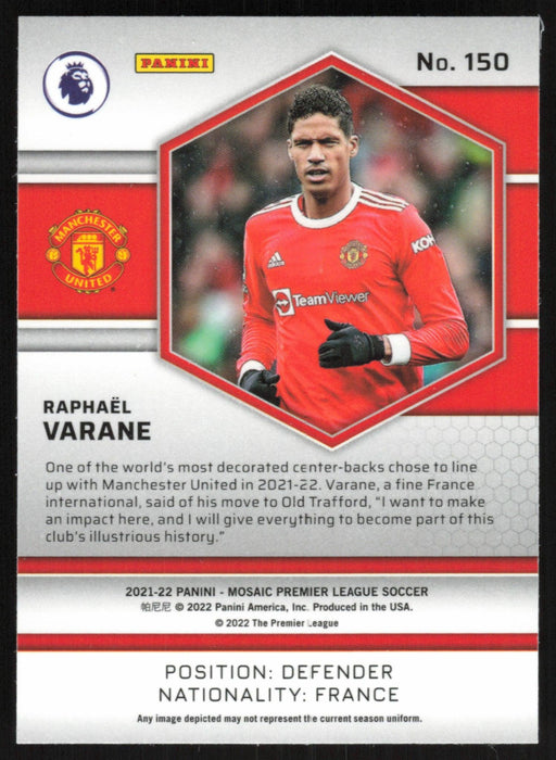 Raphael Varane 2021 Panini Mosaic Premier League # 150 Manchester United Base - Collectible Craze America