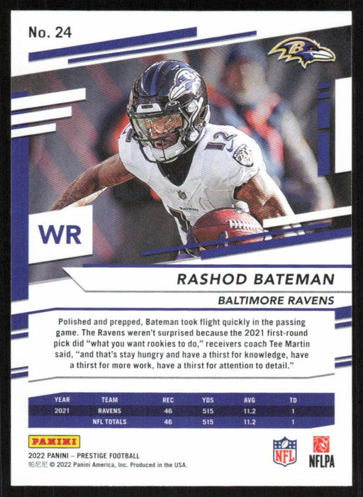 Rashod Bateman 2022 Panini Prestige # 24 Baltimore Ravens - Collectible Craze America