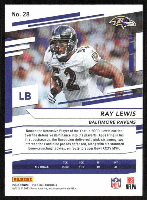 Ray Lewis 2022 Panini Prestige # 28 Baltimore Ravens - Collectible Craze America