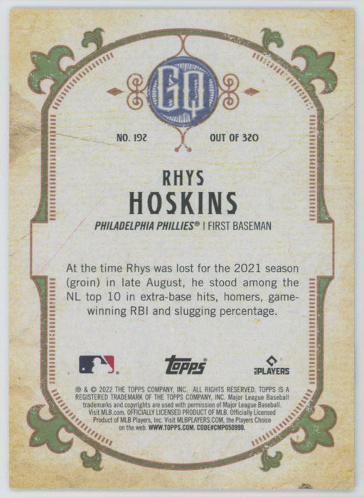 Rhys Hoskins 2022 Topps Gypsy Queen # 192 Philadelphia Phillies - Collectible Craze America