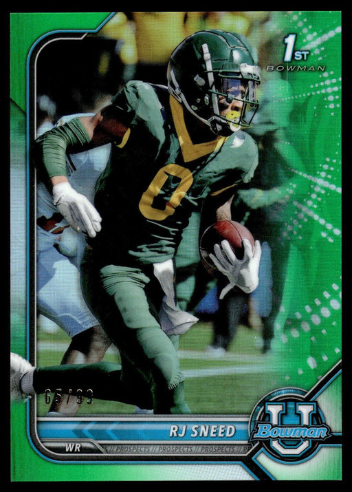 RJ Sneed 2021 Bowman University Football # 72 1st 65/99 Green Refractor Baylor Bears - Collectible Craze America