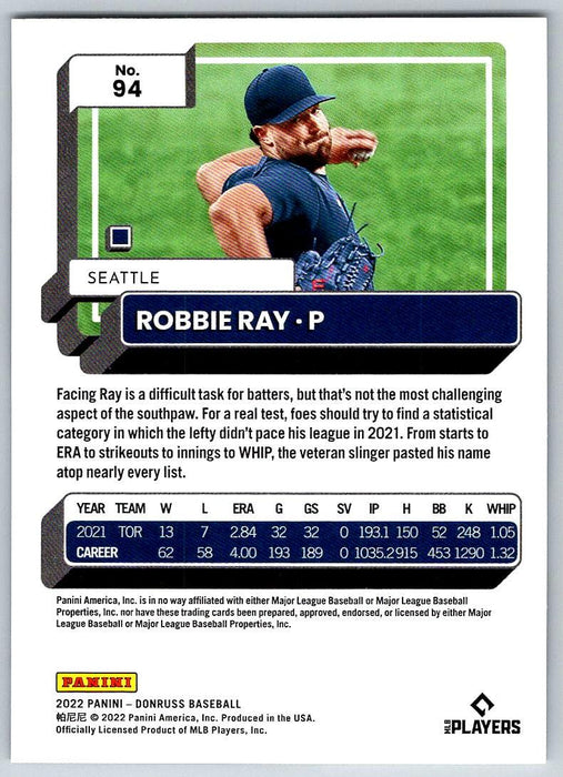 Robbie Ray 2022 Donruss Baseball # 94 Seattle Mariners - Collectible Craze America