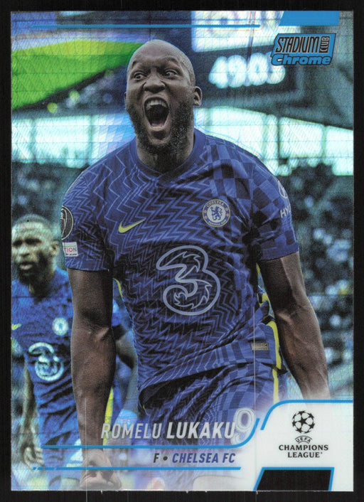 Romelu Lukaku 2021 Topps Stadium Club Chrome UEFA # 72 Blue Prism Refractor Chelsea FC - Collectible Craze America