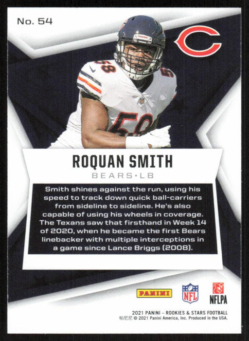 Roquan Smith 2021 Panini Rookies & Stars # 54 Chicago Bears Base - Collectible Craze America