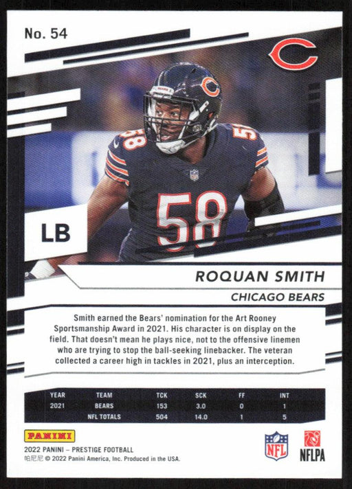 Roquan Smith 2022 Panini Prestige # 54 Chicago Bears - Collectible Craze America