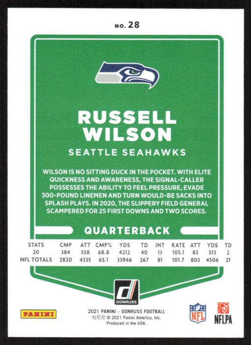 Russell Wilson 2021 Donruss Football # 28 Seattle Seahawks Base - Collectible Craze America