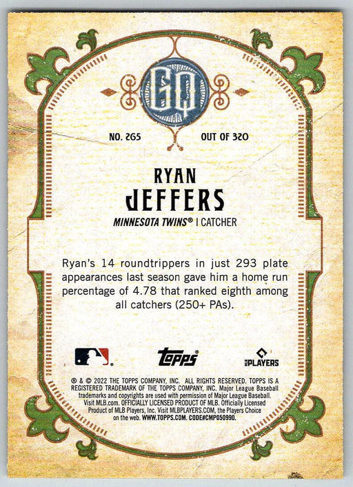 Ryan Jeffers 2022 Topps Gypsy Queen # 265 Minnesota Twins - Collectible Craze America