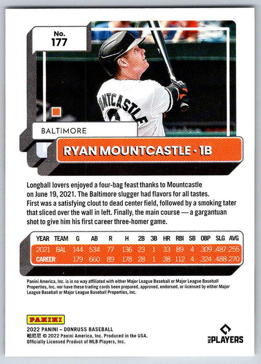 Ryan Mountcastle 2022 Donruss Baseball # 177 Baltimore Orioles - Collectible Craze America