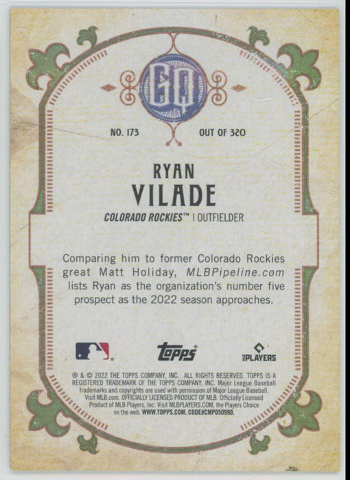 Ryan Vilade 2022 Topps Gypsy Queen # 173 RC Colorado Rockies - Collectible Craze America