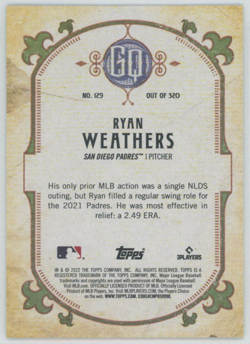 Ryan Weathers 2022 Topps Gypsy Queen # 129 Green Border San Diego Padres - Collectible Craze America