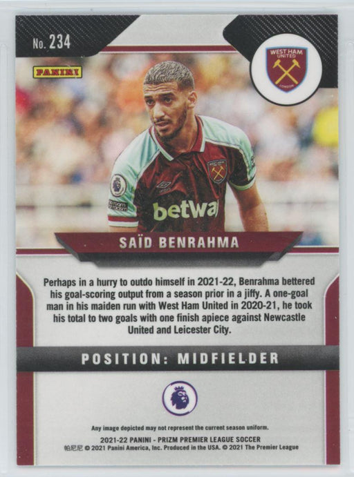 Said Benrahma 2021 Panini Prizm Premier League Soccer # 234 - Collectible Craze America