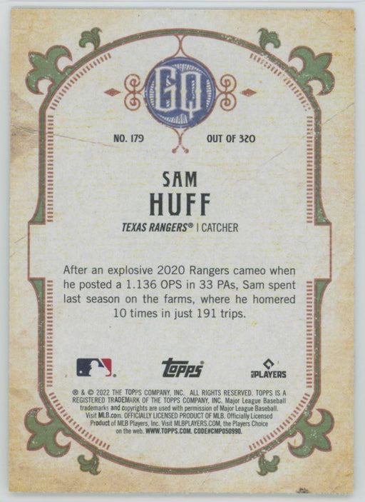 Sam Huff 2022 Topps Gypsy Queen # 179 Texas Rangers - Collectible Craze America