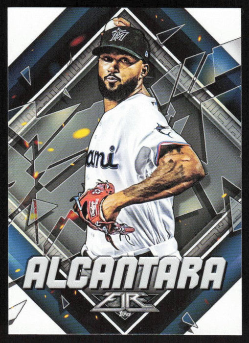 Sandy Alcantara 2022 Topps Fire Baseball # 108 Miami Marlins Base - Collectible Craze America