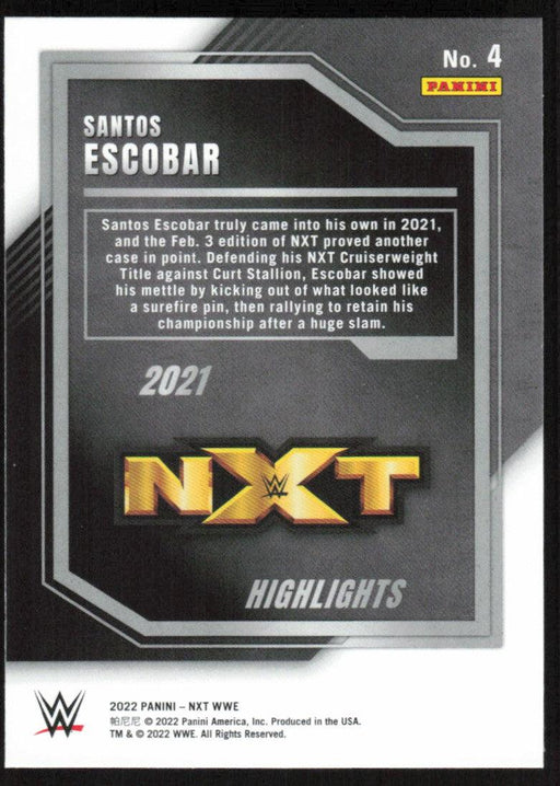 Santos Escobar 2022 Panini WWE NXT # 4 2021 NXT Highlights NXT - Collectible Craze America