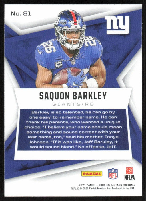 Saquon Barkley 2021 Panini Rookies & Stars # 81 New York Giants Base - Collectible Craze America