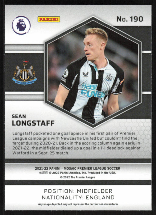 Sean Longstaff 2021 Panini Mosaic Premier League # 190 Newcastle United Base - Collectible Craze America