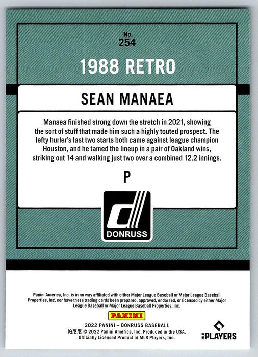 Sean Manaea 2022 Donruss Baseball # 254 Oakland Athletics - Collectible Craze America