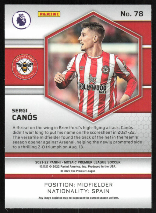 Sergi Canos 2021 Panini Mosaic Premier League # 78 RC Brentford Base - Collectible Craze America