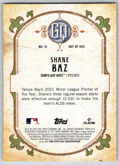 Shane Baz 2022 Topps Gypsy Queen # 91 RC Tampa Bay Rays - Collectible Craze America