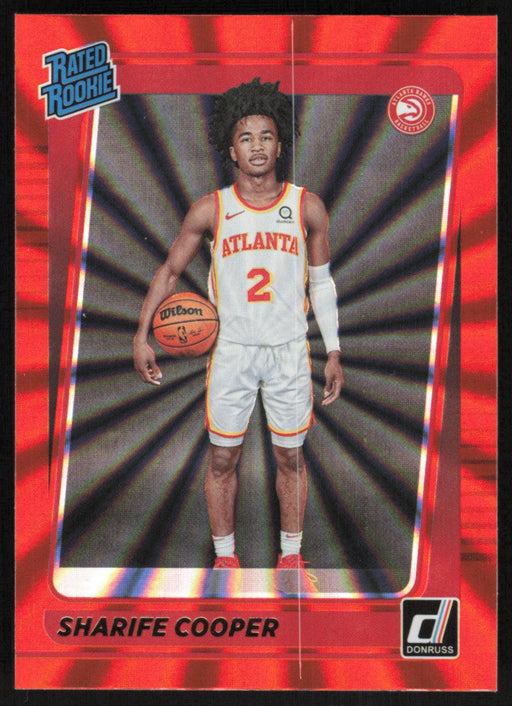 Sharife Cooper 2021 Donruss Rated Rookie # 208 RC Orange Holo Laser Atlanta Hawks - Collectible Craze America